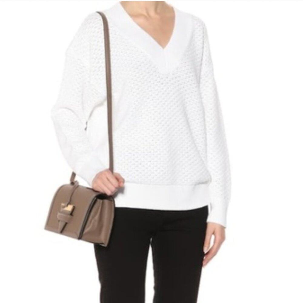 Rag & Bone Kyra White Cotton V-Neck Sweater